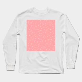 Pink and soft pink romantic stars vector pattern Long Sleeve T-Shirt